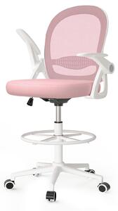 Sedia da ufficio ergonomica con poggiapiedi e altezza regolabile, color rosa