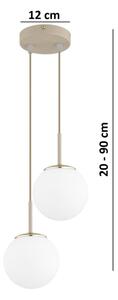 Brilagi - Lampadario a sospensione con cavo MILO ECRU 2xE27/60W/230V beige/oro