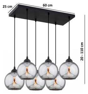 Brilagi - Lampadario a sospensione con cavo DIOR 6xE27/60W/230V nero/grigio fumé