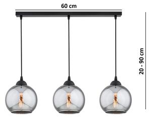 Brilagi - Lampadario a sospensione con cavo DIOR 3xE27/60W/230V nero/grigio fumé