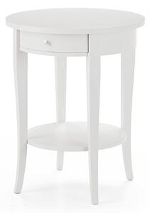MOBILI 2G - Tavolino rotondo classico legno bianco 50x50x62