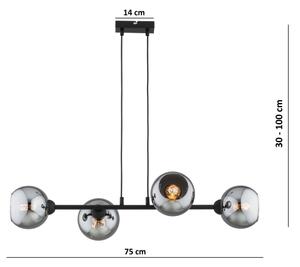 Brilagi - Lampadario a sospensione con cavo DIOR 4xE27/60W/230V nero/grigio fumé