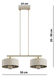 Brilagi - Lampadario sospeso con cavo SPRING 2xE27/60W/230V beige/oro