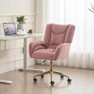 Sedia da ufficio ergonomica rosa con supporto lombare – Sedia girevole regolabile in altezza, rivestita in velluto, con gambe dorate, ideale per l'ufficio domestico e l'ufficio, con una capacità di carico fino a 150 kg