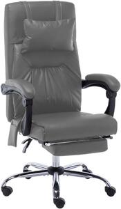 Sedia da ufficio girevole con funzione massaggio, rivestita in ecopelle antracite, ergonomica, con schienale e braccioli regolabili in altezza, ideale per l'ufficio domestico e il lavoro. Dotata di rotelle, poggiatesta e funzione basculante