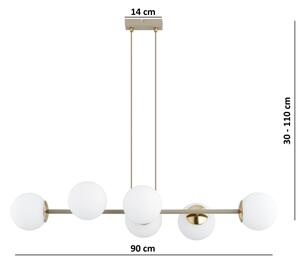 Brilagi - Lampadario sospeso con cavo MILO ECRU 6xE27/60W/230V beige/oro