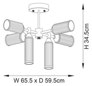 Endon 92213 - Lampadario su asta TOUR 6xG9/3W/230V ottone