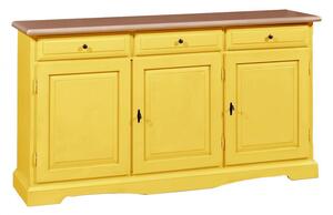 MOBILI 2G - MADIA CREDENZA IN LEGNO LACCATO PENNELLATO GIALLA L.156 P.42 H.85