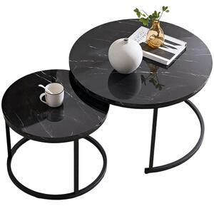 Set di due tavolini rotondi in marmo nero