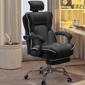 Sedia da ufficio esecutiva – Sedia da scrivania con schienale alto e supporto lombare regolabile – Sedia girevole grande e robusta per l'ufficio domestico – Sedia ergonomica per computer con supporto lombare (nera)