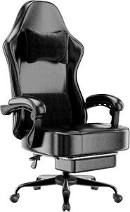 Sedia da ufficio ergonomica, sedia da scrivania per l'ufficio domestico con poggiatesta regolabile, sedia da computer con schienale alto, dotata di rotelle e gambe in acciaio (nera)