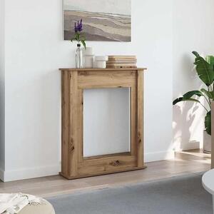 Cornice per camino in legno composito effetto "Artisan Oak", dimensioni 75 x 20 x 87,5 cm, mensola per camini elettrici con fiamme a LED, elemento decorativo per soggiorno e zona living