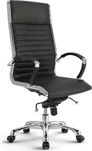 Poltrona da ufficio Montreal in vera pelle, nera, altezza seduta 46–54 cm | Sedia da ufficio ergonomica con meccanismo basculante e supporto lombare, ideale per l'ufficio e lo smart working, con capacità di carico fino a 150 kg