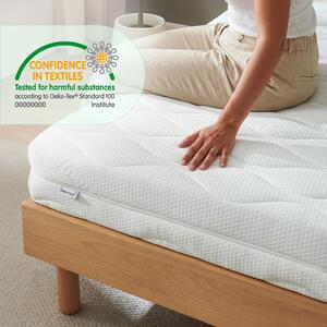 Materasso in schiuma a freddo 180 x 200 cm, traspirante, adatto a chi soffre di allergie, rigido, con rivestimento sfoderabile, bianco