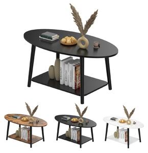 Tavolino ovale moderno con piano in legno