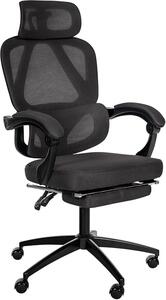 Sedia da ufficio ergonomica, regolabile in altezza, con poggiatesta e poggiapiedi. Sedia da scrivania per l'home office, con supporto lombare. Sedia da ufficio con funzione di inclinazione fino a 135°, funzione oscillante, girevole