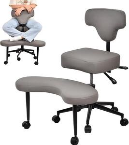 Sedia da ufficio ergonomica con altezza seduta regolabile (45-59 cm) e schienale inclinabile (90-120°). Capacità di carico: 136 kg. Ideale per l'ufficio domestico, la meditazione e una postura dinamica. Colore: grigio