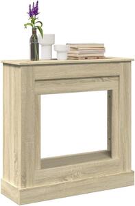 Cornice per camino in legno effetto Sonoma, 90x30x90 cm. Mensola per camino elettrico, accessorio funzionale con superficie di appoggio e protezione termica, ideale per soggiorni e caminetti a legna