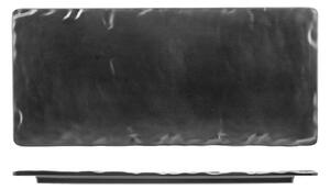 Piatto rettangolare Decoro Ardesia in melamina nera cm 25x50,7