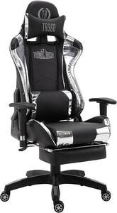 Sedia da ufficio racing con poggiapiedi, finitura lucida, schienale confortevole - sedia da scrivania, sedia girevole, sedia da gaming, sedia racing, poltrona da ufficio XXL, sedia per conferenze, nera/bianca