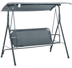 Outsunny Dondolo 3 Posti con Tettuccio Inclinabile e Cuscini, in Acciaio e Poliestere, 172x110x153 cm, Grigio | Aosom Italy