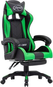 Sedia da gaming con poggiapiedi, verde e nero. Sedia da ufficio ergonomica, regolabile, con cuscini per la testa e la zona lombare. Sedia reclinabile da scrivania in ecopelle, portata massima 110 kg