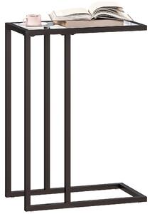 HOMCOM Tavolino da Caffè in Vetro e Acciaio a Forma di C, 46x25x63.5 cm, Nero