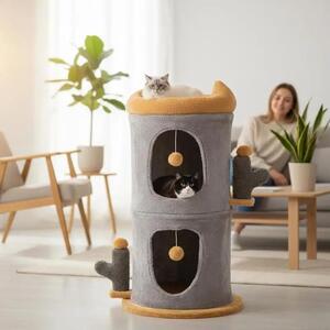 Torre per gatti di piccole dimensioni, con appartamenti confortevoli