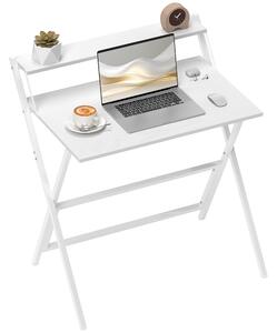 HOMCOM Scrivania Pieghevole con Ripiano per Monitor, 81.5x62x86.5 cm, Bianco | Aosom Italy