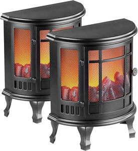 Camino elettrico a batteria: set da 2 decorazioni per camino elettrico con effetto fiamma, alimentazione a batteria (camino a batteria, stufa a camino, mini camino)