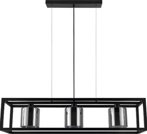 BRISLING Lampada a sospensione E27, design moderno, nero, struttura in metallo con paralume in vetro trasparente, perfetta per sala da pranzo e soggiorno, illuminazione elegante