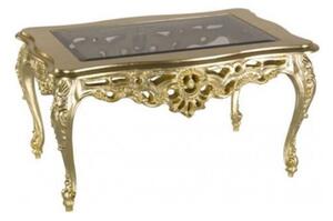MOBILI 2G - MOBILI2G - tavolino barocco in foglia oro brillante con piano in vetro misura :L. 84 x H. 44 x P. 57