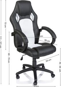 TRESKO Racing sedia direzionale sedia da ufficio sedia girevole sedia sportiva sedia da ufficio sedia da scrivania nero/bianco