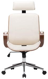 Sedia da ufficio girevole con poggiatesta in ecopelle crema bentwood