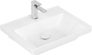 Vasque Villeroy & Boch Subway 3.0, rectangulaire, 1 trou pour robinetterie, sans trop-plein, compatible avec robinetterie 3 trous, 600x470mm, 4A7061R1, 4A7061R1