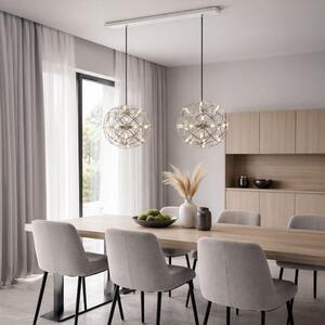 S.luce Atom LED Lampada a sospensione per tavolo da pranzo a 2-5 luci, barra da 160 cm, lampada a sospensione cromata con binario bianco, rotonda, allungata, a 4 luci