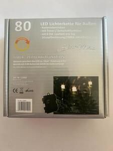 Catena luminosa a batteria LED 80 LED, per esterni, verde, cavo di alimentazione da 0,5 m