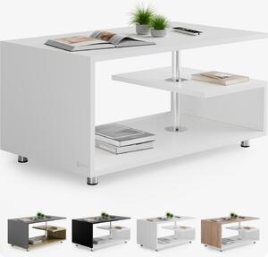 CASARIA® Tavolino Orlando 95x55x50cm 3 Ripiani Legno Regolabile in Altezza Tavolo Basso da Caffé Salotto da Divano Design Moderno