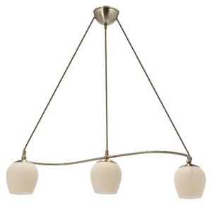 Lampada a sospensione rustica sopra il tavolo da pranzo SERANO - 3xE27, 60W, patina / crema