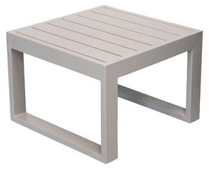 Tavolino basso quadrato 45x45 cm da esterno giardino per salotto con struttura in alluminio e piano effetto doghe Milos - Tan