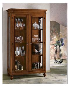 MOBILI 2G - VETRINA 2 PORTE IN LEGNO TINTA NOCE L.111 x P.42 H.192