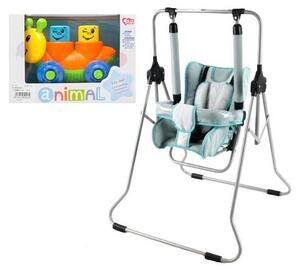 Altalena per bambini autoportante 3 in 1 ADBOR N1 – adatta sia per l'esterno che per l'interno, con funzione di sdraio, colore verde menta