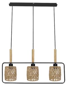 Luce scandinava a sospensione sopra il tavolo da pranzo CROWN - 3xE27, 40W, nero/beige