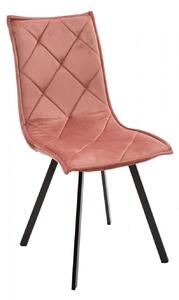 MOBILI 2G - SET 2 SEDIE IN VELLUTO TRAPUNTATO ROSA CON GAMBE NERE