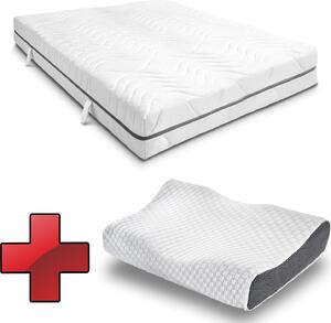 Materasso viscoelastico a 7 zone Sleezzz Smart 140 x 200 cm, altezza 18 cm, livello di rigidità H3 con schiuma a memoria d'aria + cuscino Sleezzz® Premium in gel