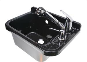 Aqbau® Set lavello 60 cm lavabo nero incl. miscelatore monocomando estraibile