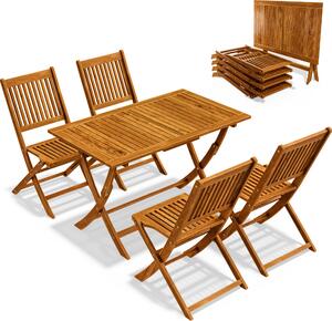 Casaria Set da Pranzo da Giardino Sydney 4+1 Pz. Tavolo e Sedie Esterno Legno Acacia FSC Balcone