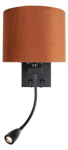 Lampada da Parete Nera con Braccio Flessibile e Paralume Arancione con Interno Dorato 18cm - Brescia Combi