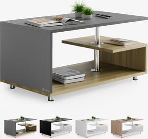 CASARIA® Tavolino Orlando 95x55x50cm 3 Ripiani Legno Regolabile in Altezza Tavolo Basso da Caffé Salotto da Divano Design Moderno
