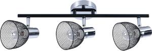 Loft tripla lampada da parete/soffitto Roni nero/argento